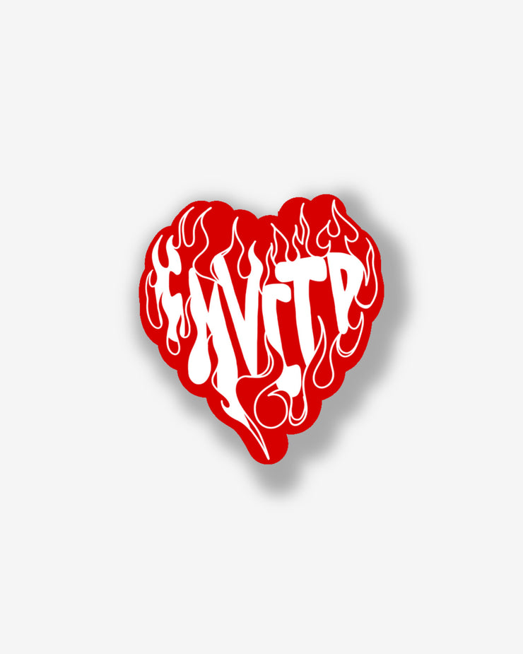 Flaming Heart Slap Sticker - Red