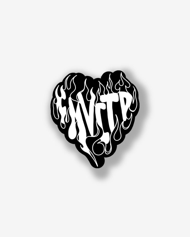 Flaming Heart Slap Sticker - Black